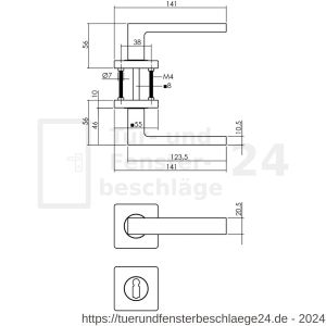 Intersteel Living 1713 Türdrücker Hera auf Rosette 55x55x10 mm mit BB Rosetten Messing Titan PVD - D26010145 - afbeelding 2
