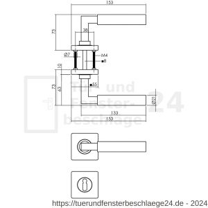 Intersteel Living 1741 Türdrücker Bau-Stil auf Rosette 55x55x10 mm mit BB Rosetten Messing Titan PVD - D26010153 - afbeelding 2