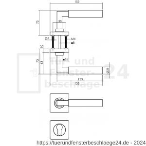 Intersteel Living 1741 Türdrücker Bau-Stil auf Rosette 55x55x10 mm mit PZ Rosetten Messing Titan PVD - D26010154 - afbeelding 2