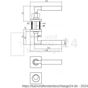 Intersteel Living 1741 Türdrücker Bau-Stil auf Rosette 55x55x10 mm mit RZ Rosetten Messing Titan PVD - D26010155 - afbeelding 2