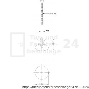 Intersteel Living 8478 Möbelknopf Paddenstoel 30 mm mit Unterlegplatte Messing lackiert - D26004122 - afbeelding 2
