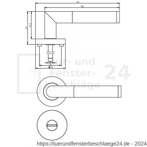 Intersteel Living 1693 Türdrücker Bastian auf Rosette 52x10 mm mit Bad-WC 8 mm stift Chrom-Nickel matt - D26004913 - afbeelding 2