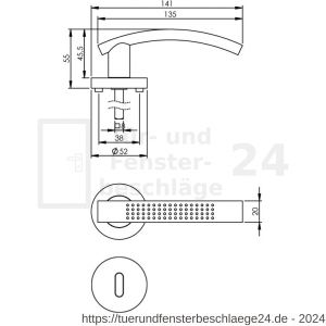 Intersteel Living 1696 Türdrücker William auf Rosette 52x10 mm mit BB-Rosetten Chrom-Nickel matt - D26005125 - afbeelding 2