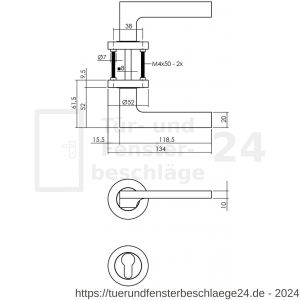 Intersteel Living 1705 Türdrücker Ben auf Rosette 52x10 mm mit PZ-Rosetten Chrom-Nickel matt - D26008109 - afbeelding 2