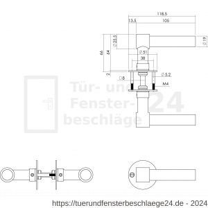 Intersteel Essentials 1670 Türdrücker L/L-model Recht auf Rosette 50x2mm Edelstahl/schwarz - D26008223 - afbeelding 3
