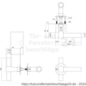Intersteel Essentials 1671 Türdrücker L/T-model Recht auf Rosette 50x2mm Edelstahl/schwarz - D26008225 - afbeelding 3