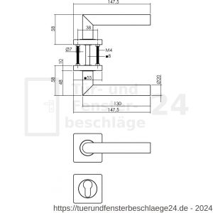 Intersteel Living 1707 Türdrücker Bastian auf Rosette 55x55x10 mm mit PZ-Rosetten Schwarz - D26009160 - afbeelding 2