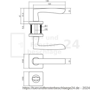 Intersteel Living 1712 Türdrücker Minos auf Rosette 55x55x10 mm mit Bad-WC 8 mm stift Schwarz - D26008255 - afbeelding 2