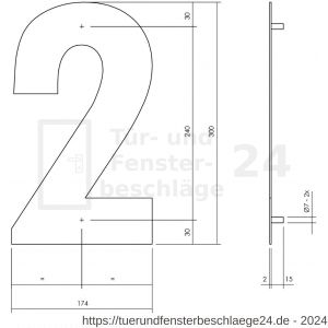 Intersteel Living 4021 Hausnummer 2 XL Höhe 30 cm Edelstahl-Mattschwarz - D26009178 - afbeelding 2