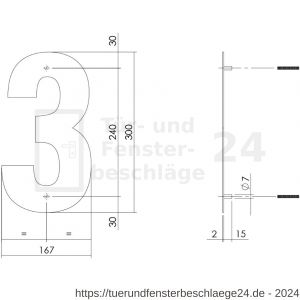 Intersteel Living 4021 Hausnummer 3 XL Höhe 30 cm Edelstahl-Mattschwarz - D26009179 - afbeelding 2
