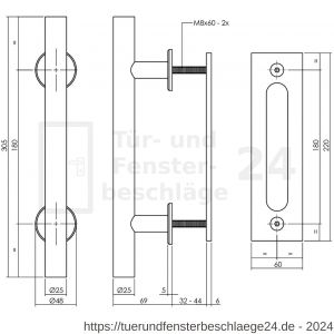 Intersteel Living 4501 Türgriff T-Form 25x305 mm mit Griffmuschel 220x60 mm Schwarz - D26009482 - afbeelding 2