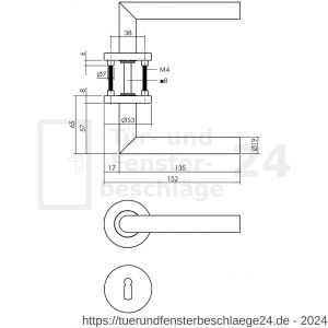 Intersteel Living 1272 Türdrücker Winkel 90 Grad auf Rosette 53x8 mm mit BB Rosetten anthrazitgrau - D26010361 - afbeelding 2