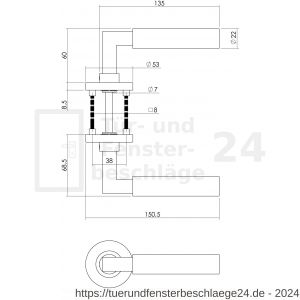 Intersteel Essentials 0379 Türdrücker Baustil Rosette 53x8 mm mit 7 mm Nocken und Bad-WC 8 mm Stift Edelstahl gebürstet - D26005259 - afbeelding 2