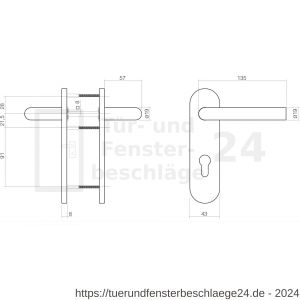 Intersteel Essentials 0774 Türdrücker 90 Grad auf Kurzschild PZ 72 mm Edelstahl gebürstet feuerhemmend - D26000962 - afbeelding 2