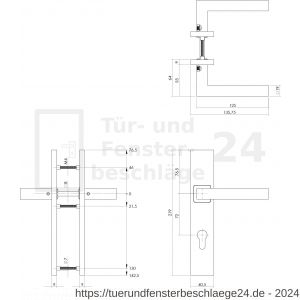 Intersteel Essentials 1337 Türdrücker Quadratisch auf rechteckigem Schild mit Profilzylinder-Lochung 72 mm Edelstahl gebürstet - D26005761 - afbeelding 2