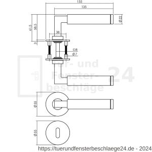 Intersteel Exclusives 1839 Türdrücker Bau-stil auf Magnet Rosette 52x3 mm mit BB -Rosette Edelstahl gebürstet - D26008527 - afbeelding 2