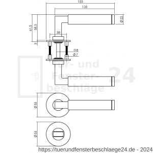 Intersteel Exclusives 1839 Türdrücker Bau-stil auf Magnet Rosette 52x3 mm mit Bad-WC 8 mm Edelstahl gebürstet - D26008531 - afbeelding 2