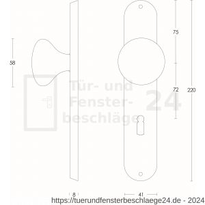 Intersteel Essentials 2695 Knopf Pilz auf Schild mit Schlüsselloch 72 mm Edelstahl gebürstet - D26003332 - afbeelding 2