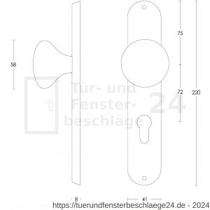 Intersteel Essentials 2695 Knopf Pilz auf Schild mit Profilzylinder-Lochung 72 mm Edelstahl gebürstet - D26003334 - afbeelding 2
