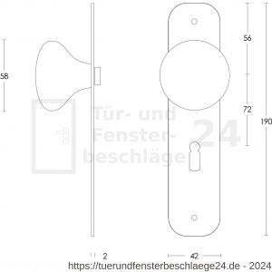 Intersteel Essentials 2699 Knopf Pilz auf flachem Schild mit Schlüsselloch 72 mm Edelstahl gebürstet - D26003307 - afbeelding 2
