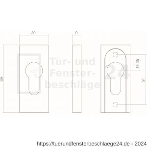 Intersteel Essentials 3752 Sicherheits-Schubrosette rechteckig 10 mm Edelstahl gebürstet - D26007694 - afbeelding 2