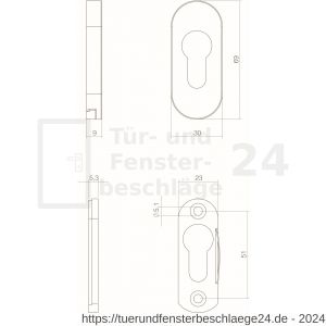Intersteel Essentials 3752 Sicherheits-Schubrosette oval Edelstahl gebürstet - D26003566 - afbeelding 2