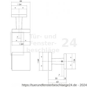 Intersteel Essentials 3930 Haustürknopf feststehend 64x64 mm mittig rechteckig einseitige montage Edelstahl gebürstet - D26008611 - afbeelding 2