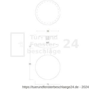 Intersteel Exclusives 3930 Haustürknopf feststehend 75 mm einseitige montage Edelstahl gebürstet - D26001007 - afbeelding 2