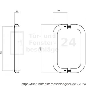 Intersteel Essentials 4323 Stoßgriffe Set U-Form 455x80x30 Bohrmaß 425 mm Edelstahl gebürstet - D26006088 - afbeelding 2