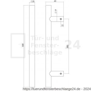 Intersteel Essentials 4324 Stoßgriff T-Form 20 mm 500 mm Edelstahl gebürstet - D26006096 - afbeelding 2