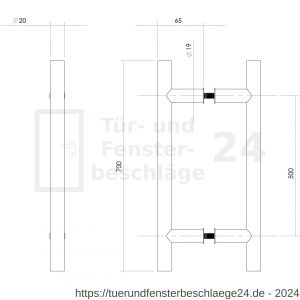 Intersteel Essentials 4324 Stoßgriffe T-Form 700x20x65 mm Edelstahl gebürstet - D26006099 - afbeelding 2