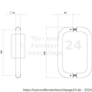 Intersteel Essentials 4340 Türgriffe paarweise U-Form 430x80x30 mm Mittenabstand 400 mm Edelstahl gebürstet - D26008774 - afbeelding 2