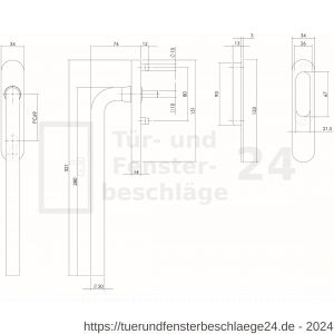 Intersteel Living 4500 Hebe- und Schiebetürbeschlag L-Form mit Profilzylinder-Lochung Edelstahl gebürstet - D26003877 - afbeelding 2