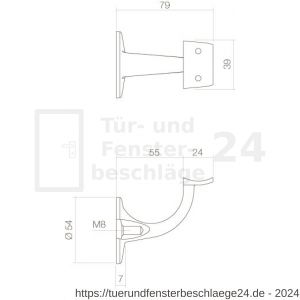 Intersteel Essentials 7300 Handlaufhalter runde Auflage mit Schraublöchern Edelstahl gebürstet - D26003975 - afbeelding 2
