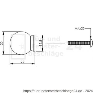 Intersteel Essentials 8510 Möbelknopf 20 mm kugelförmig Edelstahl gebürstet - D26007872 - afbeelding 2