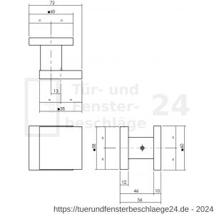 Intersteel Living 3929 Haustürknopf eckig 58x58 mm einseitige Montage Aluminium - D26010049 - afbeelding 2