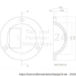 Intersteel Living 3975 Endkappe Türknopf Messing Unlackiert - D26004715 - afbeelding 2