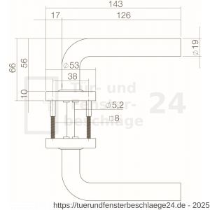 Intersteel 0570 Türgriff Luzern auf Rosette verdeckt 53x10 mm PVD messing vibriert - D26010947 - afbeelding 2