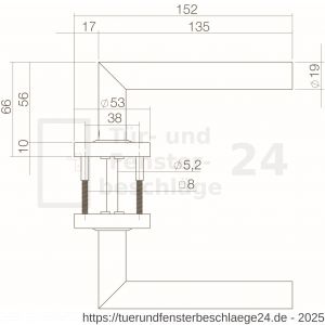 Intersteel Living 0583 Türgriff Jura auf Rosette verdeckt 53x10 mm PVD messing vibriert - D26010946 - afbeelding 2