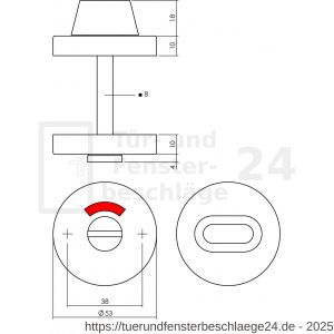 Intersteel Living 3410 Bad-WC Rosetten verdeckt 53x10 mm mit Stift 8x8 mm PVD messing vibriert - D26010944 - afbeelding 2