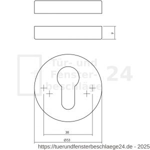 Intersteel Living 3410 Zylinderrosetten verdeckt 53x9 mm PVD messing vibriert - D26010942 - afbeelding 2