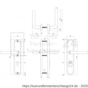 Intersteel Living 3787 SKG3 Sicherheitsbeschlag oval 250x50 mm beidseitig Drücker Luzern mit Federmechanismus Profilzylinder Lochung 72 mm mit Kernziehschutz PVD messing vibriert - D26010939 - afbeelding 2