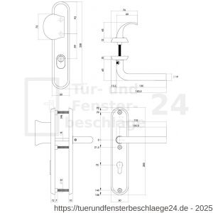 Intersteel Living 3788 SKG3 Sicherheitsbeschlag oval 250x50 mm Griff-Drücker Luzern mit Federmechanismus Profilzylinder Lochung 72 mm mit Kernziehschutz PVD messing vibriert - D26010937 - afbeelding 2