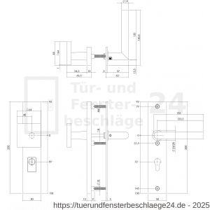 Intersteel Living 3962Z SKG3 Sicherheitsbeschlag rechteckig 250x50 mm Griff-Drücker Jura Profilzylinder Lochung 72 mm mit Kernziehschutz PVD messing vibriert - D26010932 - afbeelding 2