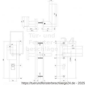 Intersteel Living 3962Z SKG3 Sicherheitsbeschlag rechteckig 250x50 mm Griff-Drücker Jura Profilzylinder Lochung 92 mm mit Kernziehschutz PVD messing vibriert - D26010931 - afbeelding 2