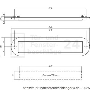 Intersteel Living 4000 Briefeinwurf oval 340x80 mm mit Klappe-Regenrand PVD messing vibriert - D26010925 - afbeelding 2