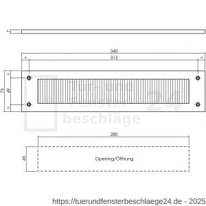 Intersteel Living 4015 Zugluftschutz rechteckig 340x76 mm PVD messing vibriert - D26010924 - afbeelding 2