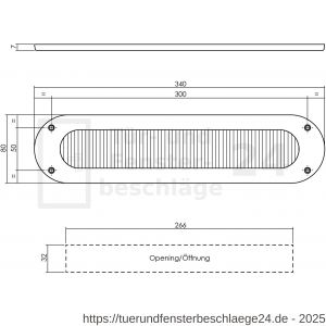 Intersteel 4015 Zugluftschutz oval 340x80 mm PVD messing vibriert - D26010923 - afbeelding 2