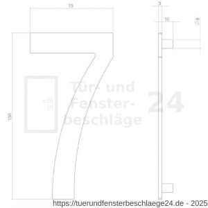 Intersteel Living 4020 Hausnummer 7 150 mm PVD messing vibriert - D26010915 - afbeelding 2