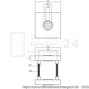 Intersteel Living 4057 Türgriff Jura mit Rosette massiv verdeckt 53x53x10 mm mit Stütznocken PVD messing vibriert - D26010910 - afbeelding 3